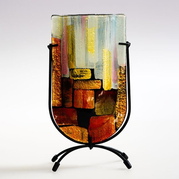 Multicolor Hand painted Glass Vase.